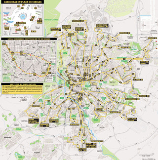 Map of Madrid Búhos night bus network