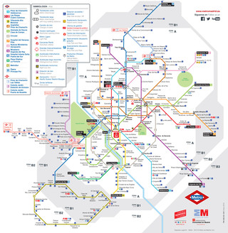 Map of Madrid metro, subway, tube & underground network